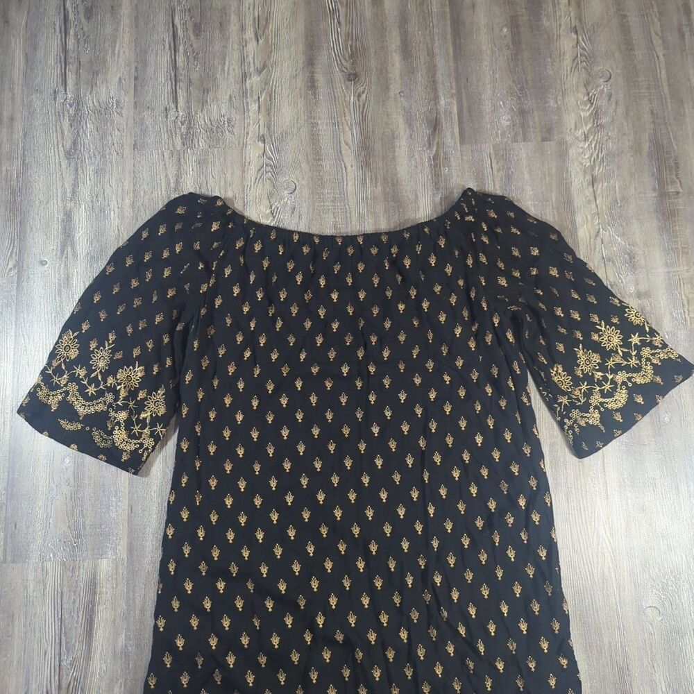 Lapogee Women Size 2X Black and Gold Print Tunic Top Dress Made In India - Picture 9 of 10